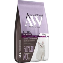 Nacario Animal World Kitten Sağlıklı Büyüyen Tavuk ve Karidesli Yavru Kedi Maması 15 kg