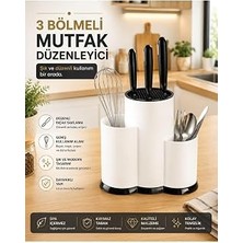 Nacario Sas Haus Tezgah Üstü Bölmeli Bıçaklık - Kaşık Kepçe Bıçak Standı Mutfak Düzenleyici Organizer Kaşıklık Beyaz