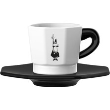 Nacario Bialetti - 4'lü Espresso Fincan Seti - Sekizgen Tasarım - Siyah Beyaz Karma Renk - Porselen