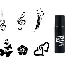 Nacario Nota ve Kalpler Spray Tattoo Geçici Sprey Dövme Seti