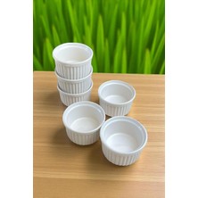Nacario 6 Lı Sufle Kabı, Porselen Sufle Kabı 9cm Krem