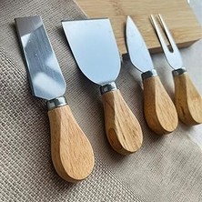 Nacario Promosyonca Bambu Saplı Peynir Bıçağı Seti, 4 Parça