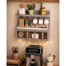 Nacario Kahvelik Takımı, Kendinden Yapışkanlı Etiketli, Standlı, 4'lü Kahve Köşesi Seti, Cappuccino