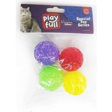 Nacario Playfull Plastik Zilli Top Kedi Oyuncağı 3,8 cm 4'lü Beyaz