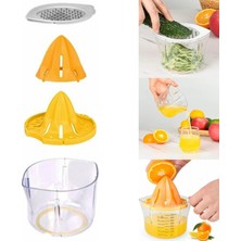 Nacario Aee® 4 Parça Rendeli Ölçekli Limon Portakal Narenciye Sıkacağı Hazneli Rende