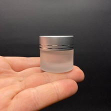 Nacario 10 cc Buzlu Cam Krem Kavanoz, Gümüş Kapaklı Iç Contalı, 10ML Buzlu Cam Krem Kavanoz x 10 Adet