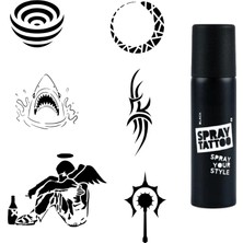 Nacario Efkar ve Şerit Spray Tattoo Geçici Dövme Seti Dark Siyah Sprey