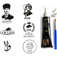 Nacario Atatürk Fatih Hint Kınası ile Geçici Dövme Yapma Seti Fırça Hediyeli