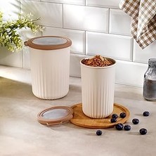 Nacario Schafer Ashley 2 Li Silindir Saklama Kabı-Krem