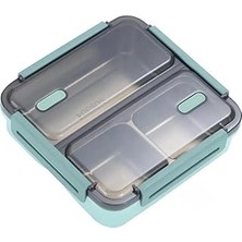 Nacario Vagonlife Bento 950ML Lunchbox Tek Katlı 3 Bölmeli Çelik Sefer Tası Yemek Kutusu (Koyu Yeşil)