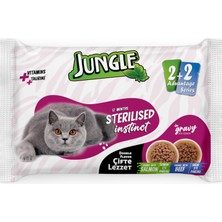 Nacario Jungle 4 x 100 gr Çift Lezzet Pouch Kısır Kedi Somon - Biftek