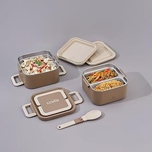 Nacario Aryıldız Bento Lunch Box Yemek Termosu Kare Haki 1400 ml AR262115