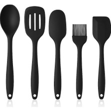 Nacario 5'li Silikon Mutfak Seti – Kaşık, Kepçe, Spatula, Yağ Fırçası | Renkli Pişirme Seti | Isıya Dayanıklı | Mutfak Gereçleri (Renk Stok Durumuna Göre Gönderilir)