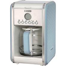 Nacario Ariete Vintage Filtre Kahve Makinesi Mavi 1342/05-2 Litre Temperli Cam Sürahi, 12 Fincan Kapasite, 960 Watt, Amerikan Kahve Makinesi, LCD Ekran ve Zamanlayıcı