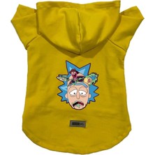 Nacario Kapişonlu Polar Sweatshirt Köpek ve Kedi Kıyafeti & Elbisesi Sarı Rick And Morty 2 Xs