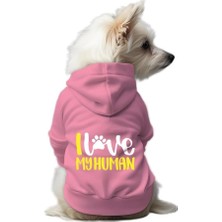 Nacario Kedi ve Köpek Kıyafeti & Elbisesi Pembe Hoodie I Love Human Mavi L