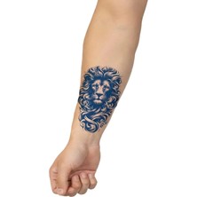 Nacario Yeleli Aslan Yarı Kalıcı El Boyun Bilek Için Aylık Geçici Dövme 12X7 cm