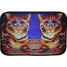 Nacario Miapet Elekli Desenli Kedi Tuvalet Önü Paspası 60 x 45 cm Ikiz Kaplan