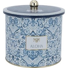 Nacario Evle-Azulejos Desenli Erzak Saklama Kabı - Metal Saklama Kabı 17,5 cm x 15,5 cm (Azulejos Aloha)