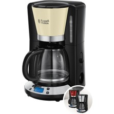 Nacario Russell Hobbs Remington 24033-56 Kahve Makinesi Colours+ Creme (Maks. 10 Fincan, 1,25 L Cam Sürahi, Sıcak Tutma Plakası, 1100 W)