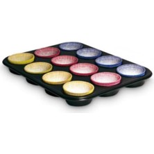 Nacario Guardini 89913 Muffin-Kek Kalıbı, Teflon, Gri, 36 x 26.7 x 2.2 cm