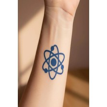 Nacario Atom Sembolü Minimal Yarı Kalıcı Geçici Dövme 1 Ay Kalıcı Yapıştırma Dövme 5x5 cm