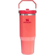 Nacario Stanley Iceflow Flip Straw Tumbler Pipetli Termos Bardak, 0.89 Litre, Mercan (Hot Coral)