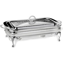 Nacario Queen Anne Ingiliz Gümüşü Isıtıcılı Dikdörtgen Yemek Servis 46 x 25 x 19 cm