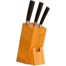 Nacario Bambu Ahşap Bıçak Standı – 220 mm Eğik Tasarım, Kaymaz Tabanlı, Çoklu Bıçak Yuvalı, Modern ve Doğal Mutfak Düzenleyici