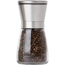 Nacario Fethiye Toptan Cam Gövdeli Paslanmaz Çelik Kapaklı Baharat Öğütücü Tuzluk Karabiberlik Öğütücü (13CM), FT4344