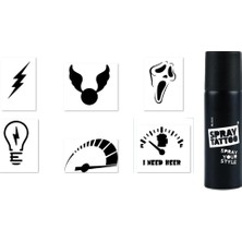 Nacario Hızlı Modeller Spray Tattoo Geçici Siyah Sprey Dövme Seti