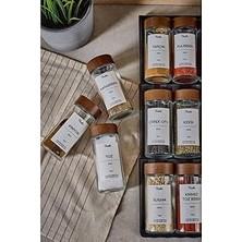 Nacario Perotti Raul Woody 12'li Minimal Akasya Kapak Baharatlık Seti 120ML-30 Ad. Siyah-Beyaz Etiket Hediyeli