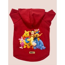 Nacario Kapişonlu Polar Sweatshirt Köpek ve Kedi Kıyafeti & Elbisesi - Kırmızı Winnie M Beden