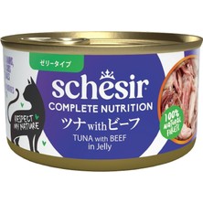 Nacario Schesir Cat Jelly Ton Balıklı ve Sığır Etli Kedi Konservesi 85 gr