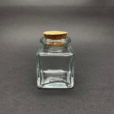 Nacario 40 ml Cam Kare Kavanoz Mantar Tıpalı - 40CC Köşeli Kavanoz, Mantar Tıpalı Cam Şişe x 10 Adet