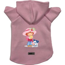 Nacario Kapişonlu Polar Sweatshirt Köpek ve Kedi Kıyafeti & Elbisesi Pembe Çilek Kız Xl