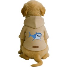 Nacario Baskılı Içi Polarlı Köpek ve Kedi Kıyafeti & Elbisesi - Bej Renk Kapüşonlu Hoodie B0A52, 5xl
