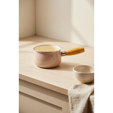 Nacario Bambum Nostalji Emaye - Ahşap Saplı Emaye Tava Sosluk Sütlük Toprak 14 cm