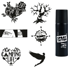 Nacario Kamp ve Doğa Spray Tattoo Geçici Dövme Yapma Seti Sprey Dövme Kiti