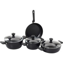 Nacario Taç Pierre Cardin 1500023290 7 Parça Diamond Cook Graniks Tencere Seti, Siyah