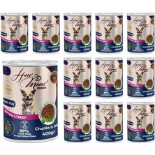 Nacario How Meow Yetişkin Köpek Biftekli ve Jöleli Konserve Mama 400 gr x 12 Adet