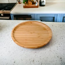 Nacario Deconox Bambu Lüx Yuvarlak Servis 25 * 25CM, Bambu Sunumluk & Çerezlik Yuvarlak Sunum Tabağı, Sunum Tabağı