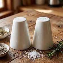 Nacario Deconox 2'li Porselen Tuzluk ve Karabiberlik Seti - Yumuşak Hatlı Minimalist Beyaz Sofra Baharatlık Takımı Ergonomik Masaüstü Tuzluk (5,7 x 7,9 Cm)