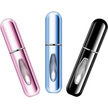 Nacario Taşınabilir Mini Doldurulabilir Parfüm Boş Sprey Şişesi Atomizer Alt Dolum Pompası Kılıfı Seyahat ve Giden Için 3 Adet 5 ml Paket (Parlak Mavi, Parlak Siyah, Parlak Pembe)