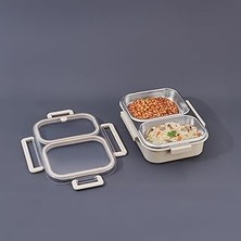 Nacario Aryıldız Bento Lunch Box Yemek Termosu Beige 2 Bölmeli AR262184