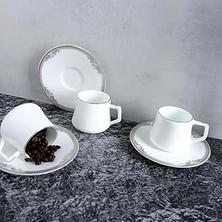 Nacario Evaliza Versailles Platin Double 6 Kişilik Kahve Fincan Takımı 130 ml