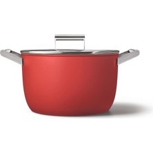 Nacario Smeg CKFC2611RDM Tencere 26 cm ve Kırmızı Kapak, Yapışmaz, Alüminyum, Patentli Taban