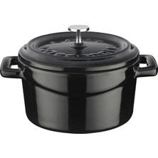 Nacario Lava Metal Döküm Mini Tencere, 10 Cm, 0.35 L Hacim, Siyah