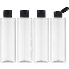Nacario Lısapack 8.5oz Kapaklı Seyahat Şişeleri (4 Adet) Seyahat Boyu Kozmetik Için Boş Dağıtıcı Konteyner (250ML, Şeffaf)