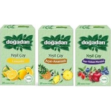 Nacario Dogadan Yeşil Çay Deneme Seti, Nar Yaban Mersini, Limonlu, Ananaslı (3 Adet)